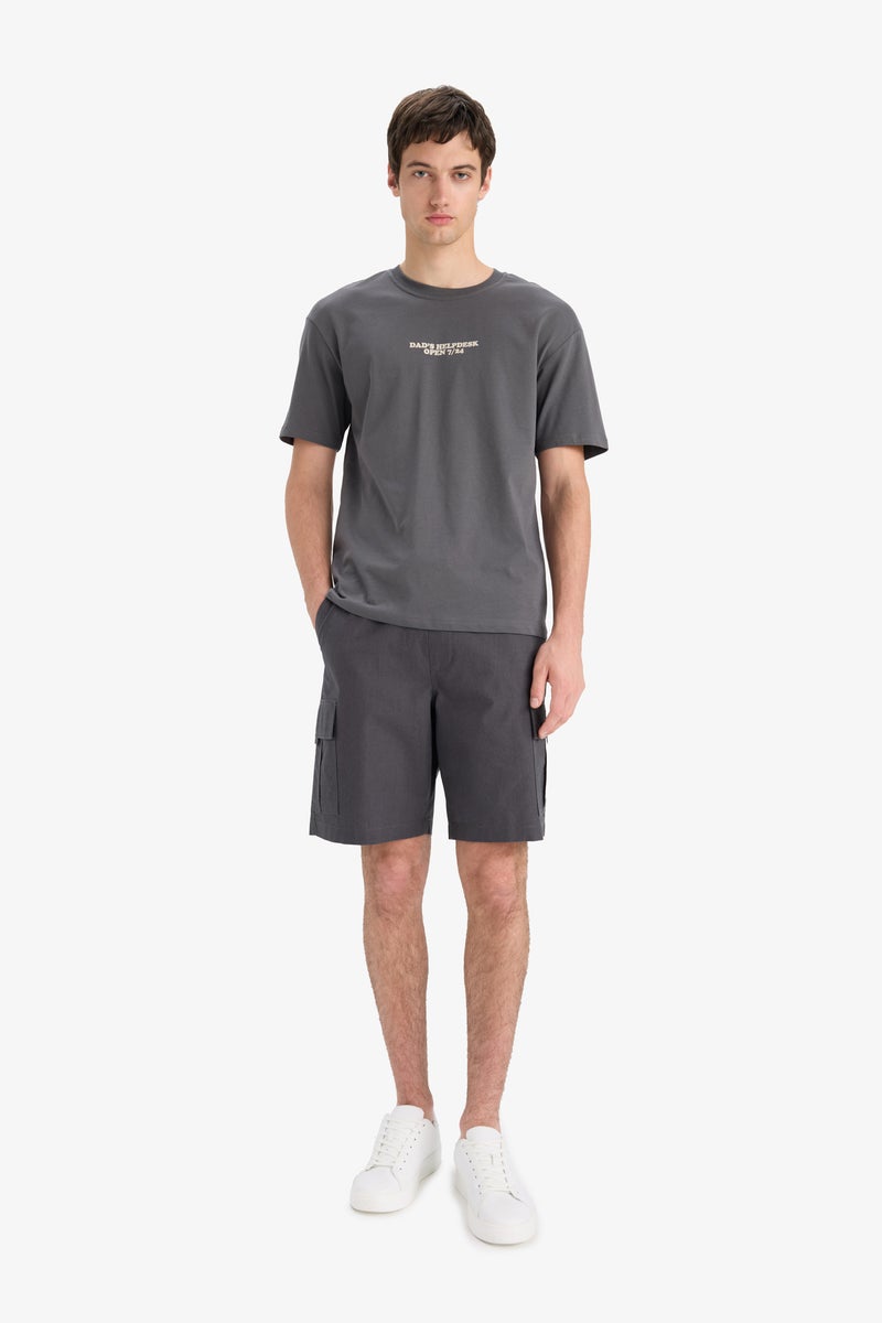 DeFacto Grey Man Cotton Relax Fit Bermuda Shorts Casual - Image 3
